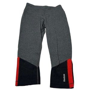 Reebok Womens Athletic Pants Grey Black Red Pull On Leggings Size S